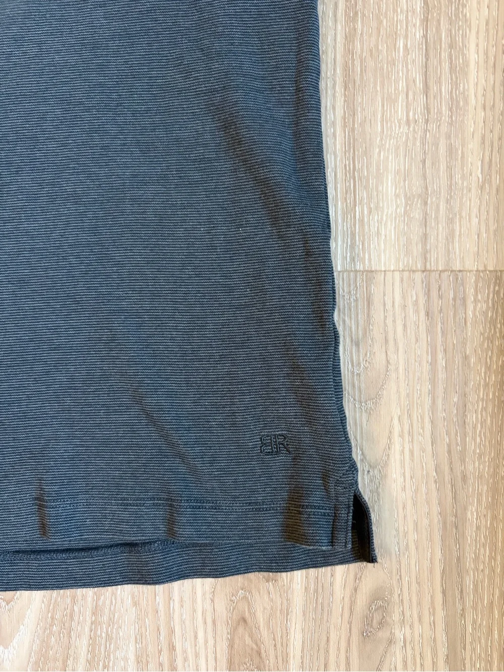 Banana Republic Mens Polo Shirt Size L Large Charcoal Gray Stripe 100% Cotton
